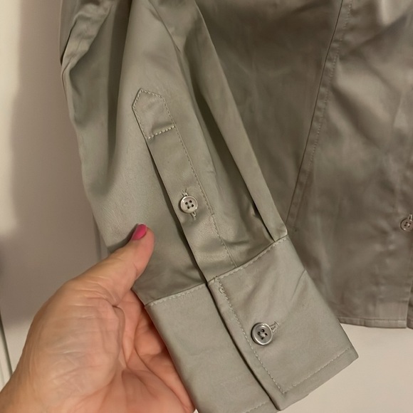 Ann Taylor Plaid Essential Shirt women’s size 4 (S)  metal shiny gray fitted NWT - Picture 7 of 16